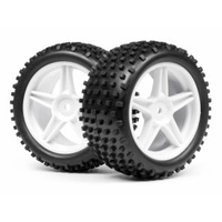 Maverick 1:10 BUGGY WHITE REAR WHEEL & TYRE ASSEMBLY [MV22115]