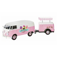 Motormax 1/24 VW Type 2 (T1) Ice-Cream Delivery Van w/ Refrigeration Trailer 79672 Diecast