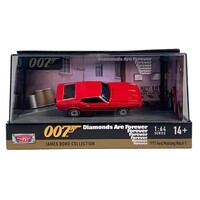 MotorMax 1/64 1971 Ford Mustang Mach 1 Diamonds are Forever James Bond Movie Diorama Metal Diecast