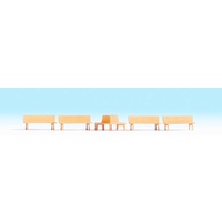 Noch HO Benches (4pcs) & 1 circular Bench N14851
