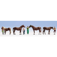 Noch HO Horse Care 4 Horses & 4 Figures