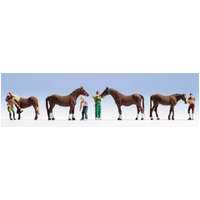 Noch HO Horse Care 4 Horses & 4 Figures