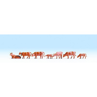 Noch HO Brown Cows Figure Set 6pcs 15720
