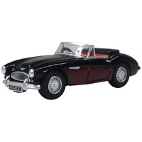Oxford 1/76 Austin Healey 3000 Black/Burgundy Diecast Model