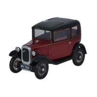 Oxford 1/76 Austin Seven RN Saloon Maroon Diecast Model