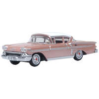 Oxford 1/87 Chevrolet Impala Sport Coupe 1958 Cay Coral And White Diecast Model Car