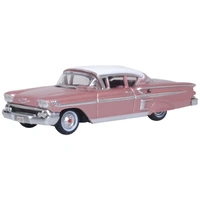 Oxford 1/87 Chevrolet Impala Sport Coupe 1958 Cay Coral And White Diecast Model Car