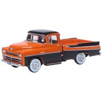 Oxford 1/87 Dodge D100 Pick Up 1957 Omaha Orange and Jewel Black Diecast Model