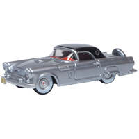 Oxford 1/87 Ford Thunderbird 1956 Gray Metallic and Raven Black Diecast Model