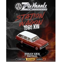 Oz Wheels 1/64 1969 Ford XW Station Wagon - Maroon/White