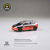 Para64 1/64 Honda Civic 2005 SEMA RealTime Racing LHD Diecast Model Car