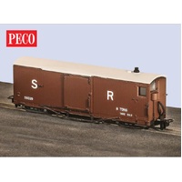 Peco OO-9 Lynton & Barnstaple 8 ton Bogie Goods Brake Van, SR, Brown, No.50639, Closed Veranda
