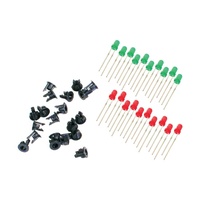 Peco LEDs- 3mm- 10x Red- 10x Green- 20x Panel Clips