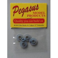 Pegasus 1/24 Disc Brake and Caliper (4) 19" Paintable for Scale Models [1092]