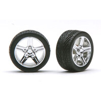 Pegasus 1/24 "Irok'S" Rims W/Tires Chrome for Scale Models [1266]