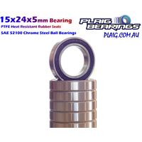 Plaig Bearings 15x24x5mm Bearing - Rubber Seals - 6802-2RS