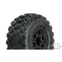 PROLINE BADLANDS MX SHORT COARSE 2.2/3.0 M2 MEDIUM TIRES ON IMPULSE BLACK FR WHEELS 2PCS