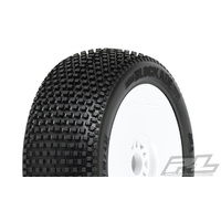 Proline Blockade S3 (Soft) Off-Road 1/8 Buggy tyres Mounted On V2 White Wheels (2) For FR or RR