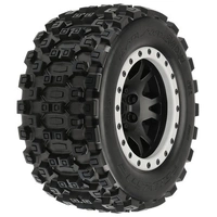 Proline Badlands MX43 Pro-Loc Tyres Mounted on Impulse Black / Grey Wheels, X-Maxx, PR10131-13