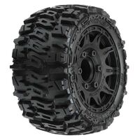 Proline Trencher LP 2.8" All Terrain Tires Mounted On Raid Black Wheels (2) For Stampede/ Rustler 2WD & 4WD (FR&RR) PR10159-10