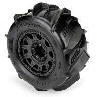 Proline Dumont 3.8in Paddle Tyres Mounted on Raid Black Wheels, 17mm Hex, F/R, PR10192-10