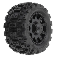 Proline Badlands MX 1.85in All-Terrain Truck Tyres Mounted on Raid Black Wheels, Grom
