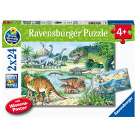 Ravensburger - 2x24pc Dinosaurs of land and sea Jigsaw Puzzle 05128-1