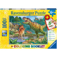 Ravensburger 100pc World of Dinosaurs & Colouring Book Jigsaw Puzzle
