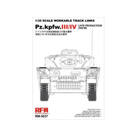 Ryefield 5037 1/35 Workable track links for Pz.III/IV.late production (40cm) Plastic Model Kit