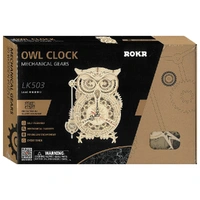 Rolife Mechanical Gears Owl Clock Mechanical 3D Wooden Kit