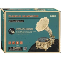 ROKR Mechanical Gear Classical Gramophone Mechanical 3D Wooden Kit