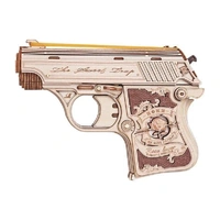 ROKR Replica Firearm Mini Gun Mechanical 3D Wooden Kit