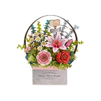 Rowood Wooden Bloom Craft DIY Wooden Flower Basket 3D Wooden Kit