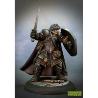 Reaper: Reaper Dungeon Dwellers: Baran Blacktree, Veteran Warrior (metal) Unpainted Miniature