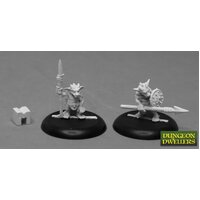 Reaper: Reaper Dungeon Dwellers: Kobold Spearmen (2) (metal) Unpainted Miniature