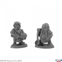 Reaper: Bones USA: Chop and Grub, Halfling Cooks Unpainted Miniature
