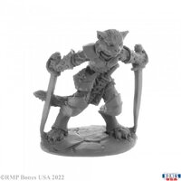Reaper: Bones USA: Catfolk Rogue, Shadoweyes Unpainted Miniature