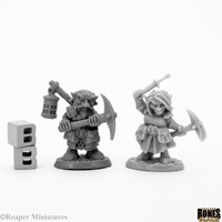 Reaper: Bones Black: Deep Gnome Heroes (2) Unpainted Miniature