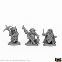 Reaper: Bones Black: Deep Gnome Warriors (3) Unpainted Miniature