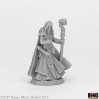 Reaper: Bones Black: Dark Elf Wizard Unpainted Miniature