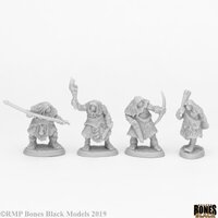 Reaper: Bones Black: Black Bear Tribe Cavemen (4) Unpainted Miniature