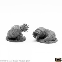 Reaper: Bones Black: Giant Maggots (2) Unpainted Miniature