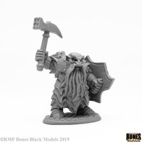 Reaper: Bones Black: Enlarged Dark Dwarf Smiter Unpainted Miniature
