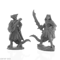 Reaper: Bones Black: Dragonfolk Bard and Thief Unpainted Miniature