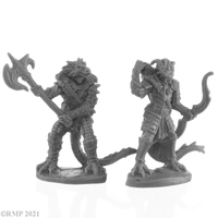 Reaper: Bones Black: Dragonfolk Fighter and Ranger Unpainted Miniature
