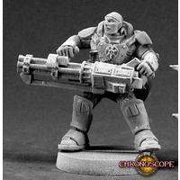 Reaper: Chronoscope: Reggie Van Zandt, IMEF Heavy Gunner (metal) Unpainted Miniature