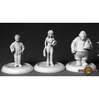 Reaper: Chronoscope: Townsfolk: Geeks (3) (metal) Unpainted Miniature