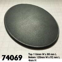 Reaper: Bases: 120mm x 92mm Oval Gaming Base (4) Unpainted Miniature