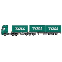 Road Ragers 1/50 2019 TOLL Mercedes MP04 Prime Mover With Single B-Double, With 3 x 20' TOLL Container Loads