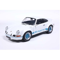 Solido 1/18 Porsche 911 RSR White/Blue Carrera Stripes 1973 Diecast Model Car